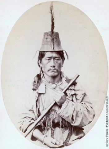An aboriginal man from the Lepcha people of Sikhim (Sikkim), India, circa 1868. (Photo by Hulton Archive/Getty Images)